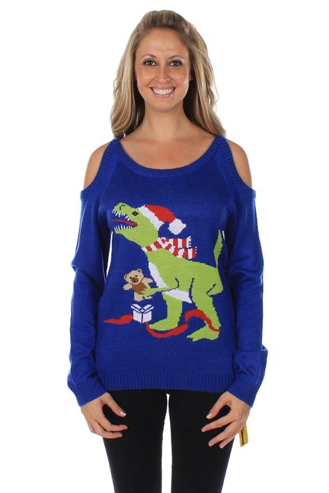 Women S T Rex Christmas Sweater Tipsy Elves Ugly Christmas Sweater