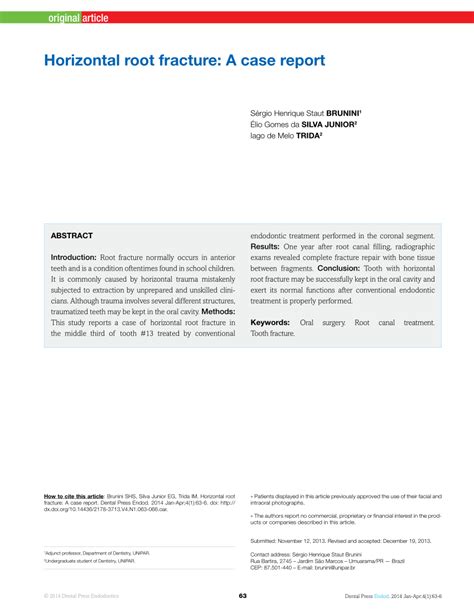 Pdf Horizontal Root Fracture A Case Report