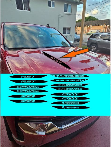 Chevy Silverado 2019 2023 Hood Spear Vinyl Decal Sticker Trail Bossrst