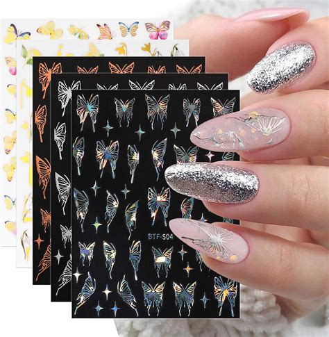 Jmeowio Aurore Papillon Stickers Ongles Nail Art Feuilles