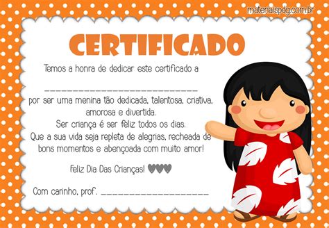 CERTIFICADOS PARA O DIA DAS CRIANÇAS