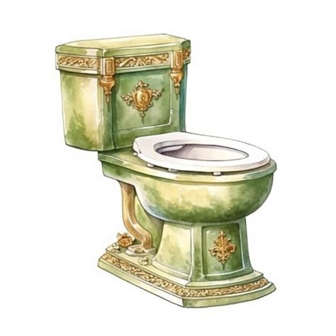 Premium AI Image | There is a green toilet with a white lid and a gold ...