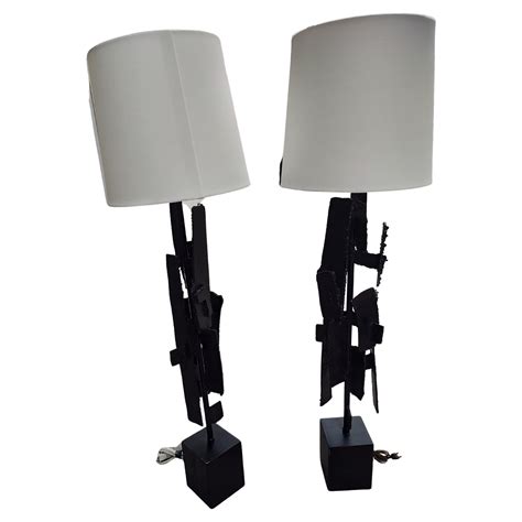 Monumental Pair Of Brutalist Torch Cut Steel Laurel Lamps Mid Century Modern For Sale At 1stdibs