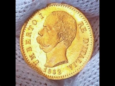 Italian 20 Lire Gold Coin 1882 Umberto I Marengo Oro Da Investimento