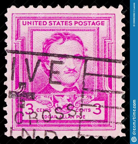 Postage Stamp Printed In United States Shows Edgar Allan Poe 1809 1849