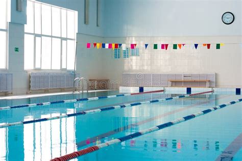 Empty New School Swimming Pool Surface Stock Image Image Of Morning