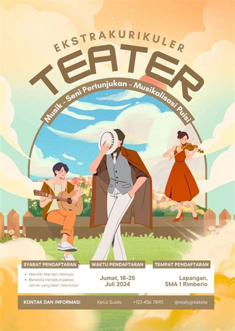 Poster Promosi Ekstrakurikuler Teater Ilustratif Template Canva