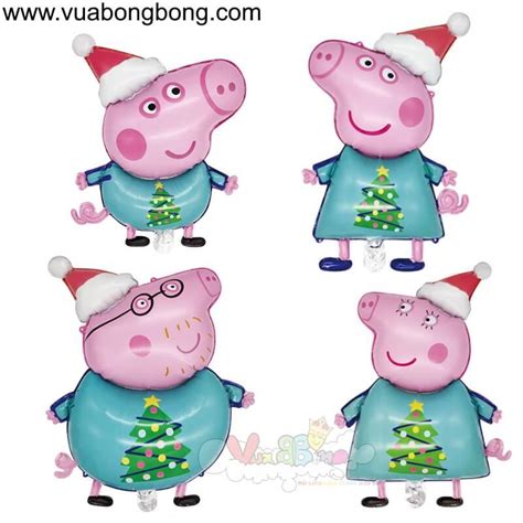 Bán bong bóng hình phim hoạt hình gia đình heo peppa mùa giáng sinh noel merry christmas nổi ...