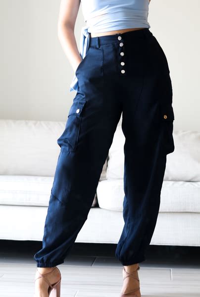 Dara Navy Blue Cargo Pantsmaterial Polyester Loose Fit Blue Cargo Pants Navy Blue Outfit