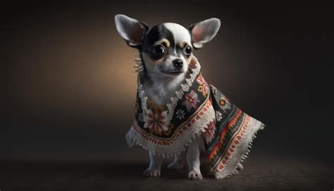 Premium Photo | A chihuahua wearing a dress with a mexican pattern on it.