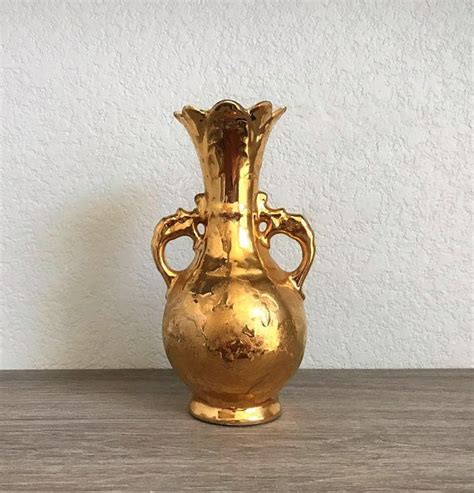 Small Antique 24 K Weeping Gold Vase Vintage Vase Hollywood Etsy