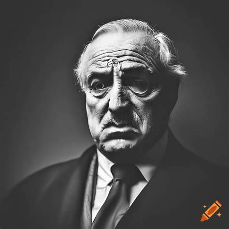 Don Vito Corleone Portrait In Black And White On Craiyon