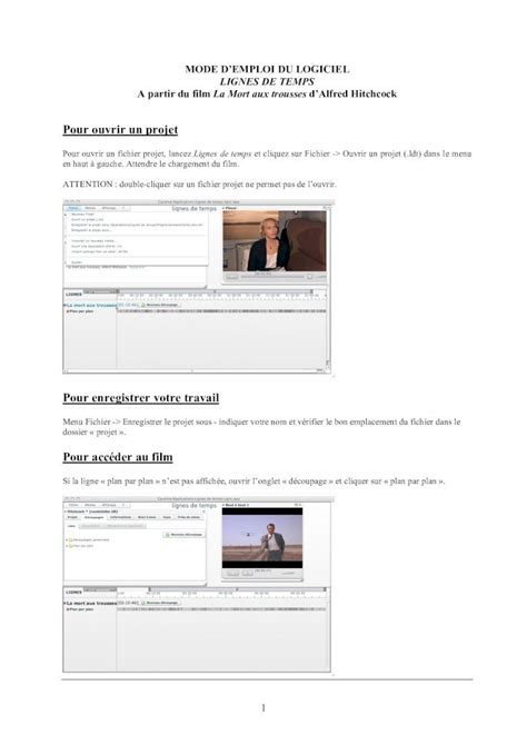 Pdf Mode Demploi Du Logiciel Lignes De Temps A A Partir Du Film