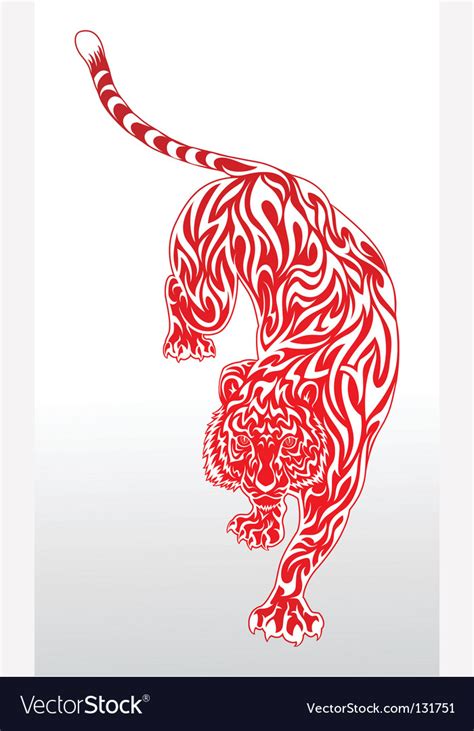 Tiger tattoo 2 red outline Royalty Free Vector Image