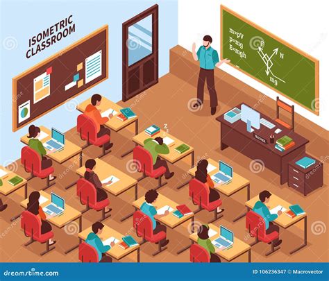 School Classroom Lesson Isometric Poster Stock Vector - Illustration of ...