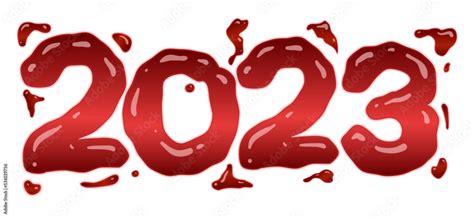 2023 year in bloody style. Vector banner isolated on white. Halloween blood design. Stock Vector ...