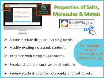 Self-Grading Editable Digital Notebook: Properties of Salts Molecules and Metals