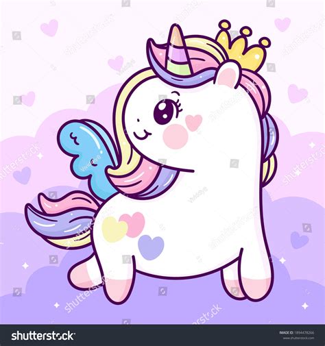 Cute Unicorn Pegasus Princess Cupid Vector Stock Vector Royalty Free