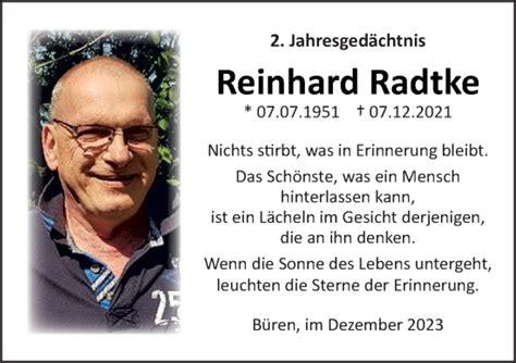 Traueranzeigen Von Reinhard Radtke Noz Trauerportal