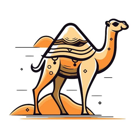 Camelo Bigode No Deserto Ilustra O Vetorial Em Fundo Branco