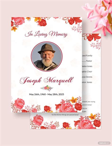 Memorial Pamphlet Template - Printable Word Searches