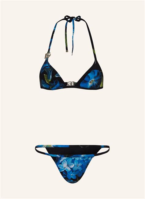 DOLCE GABBANA Triangel Bikini in schwarz blau grün