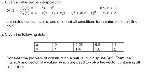 1 Given A Cubic Spline Interpolation S X 1