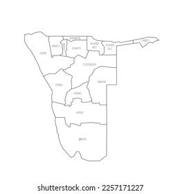 Namibia Political Map Administrative Divisions Stock Vector Royalty