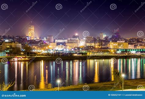 View Of Belgrade Downtown At Night Stock Image Image Of Dark Bridge