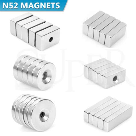 N52 Super Strong Magnets Block Ring Round Cuboid Rare Earth Neodymium