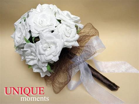 Paper Rose Bouquet/Bride Bouquet/ White Roses Bouquet/ Rustic Wedding ...