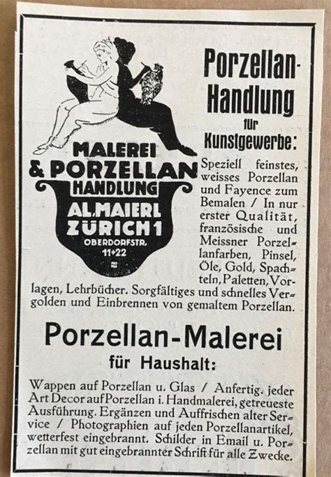 Vintage Reklame Z Rich Al Maierl Porzellan Malerei Kaufen