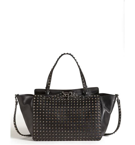 Valentino Rockstud Noir Double Handle Leather Tote Nordstrom