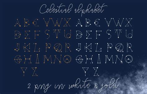 Celestial Alphabet in Gold & White Lunar Graphic by innalomakina300883 ...