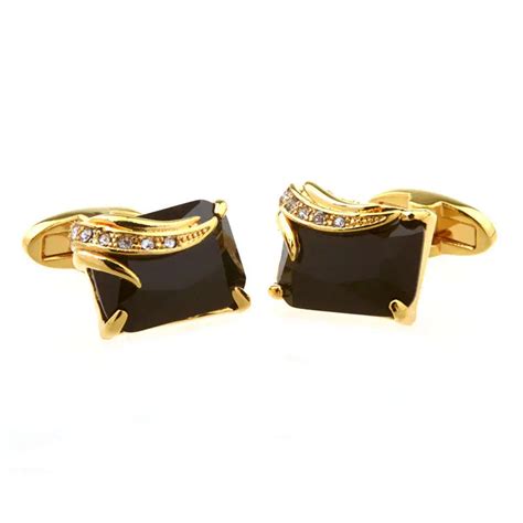 Chokore Black Agate Cufflinks With Gold Plating