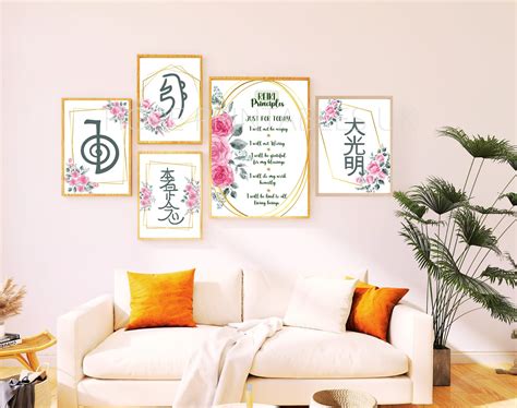 REIKI SYMBOLS and Principles Wall Art Bundle Reiki Decor Cho Ku Rei Se ...