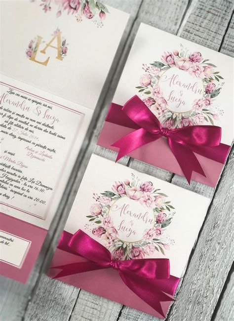 Invitatie Cu Funda Pink Dream Weddy Invitatii De Nunta