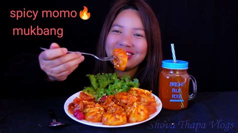 CHILLI MOMO MUKBANG SPICYMOMOS DUMPLING EATING SPICY MOMOS WITH