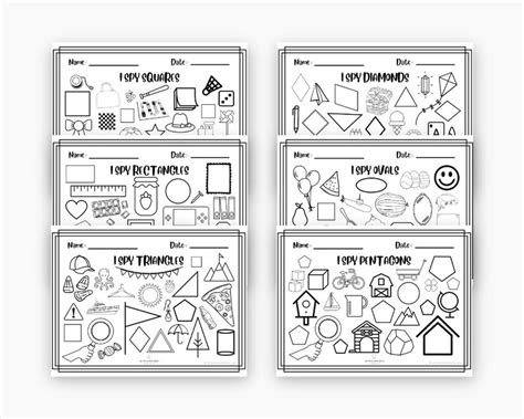 I Spy Shapes Printable Worksheets Etsy