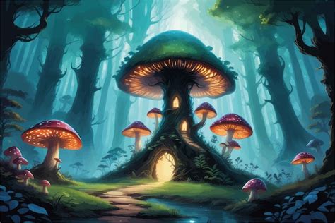 Premium Vector | Magic mushroom in the forest magic mushroom in the ...