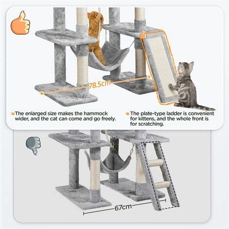 Yaheetech Grand Arbre Chat Multiniveau Tour Pour Chat En Tissu Effet