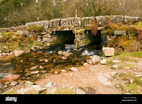 Ancient Granite Bridge Known As Leather Tor Bridge Near Burrator