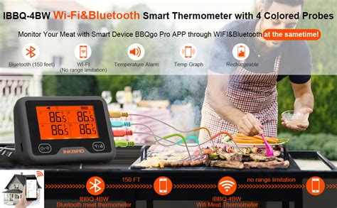 Inkbird Wireless Wi Fi Bluetooth Grill Meat Thermometer Ibbq Bw