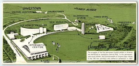 1960s Jamestown Festival Park Colonial Williamsburg Virginia Aerial Map