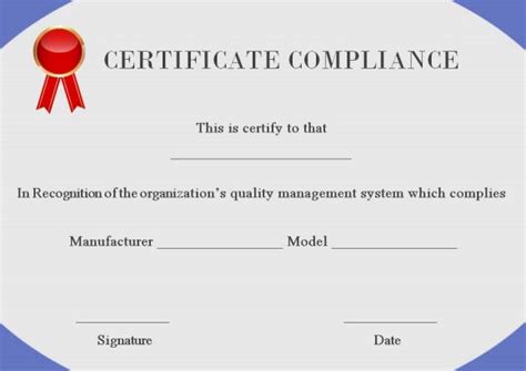 16 Downloadable And Printable Certificate Of Compliance Templates