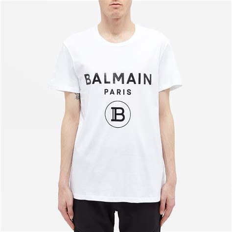 Balmain Foil Logo T Shirt White And Black Mrsorted