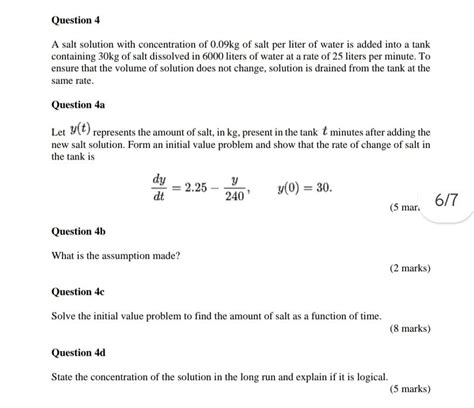 Solved A salt solution with concentration of 0.09 kg of salt | Chegg.com