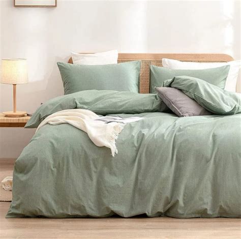 Sage Green Linen Duvet Cover Washed Duvet Cover With Zipper Etsy