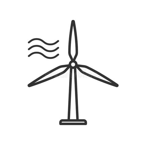 Black Isolated Outline Icon Of Wind Energy Turbine On White Background