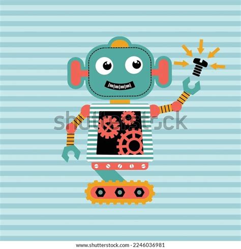 Cute Robot Drawing Vector Illustration Stock Vector (Royalty Free ...